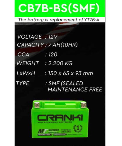 Crank1 battery For Kawasaki KLX400R KLX400SR- 2003-CB7B-BS