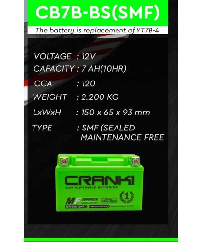 Crank1 Battery For Ducati monster (2021-2022) - CB7B-BS