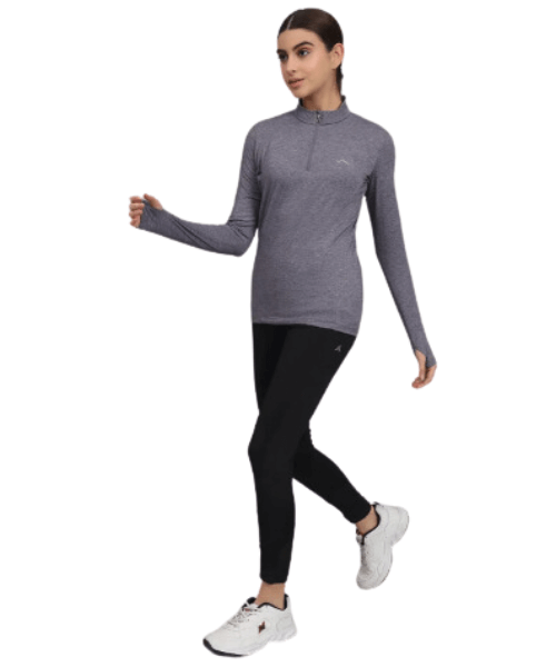 Reccy Women's Nomadic Full Sleeves T Shirt - Purple Gray