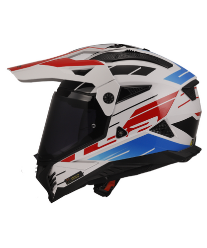 LS2 MX436 Pioneer II Dual Sport Helmet ECE 22.06 - Namib White Blue Red