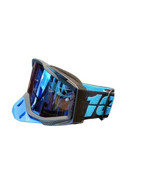 100% The Racecraft Mirror Blue Lens MX Goggle - Black Blue