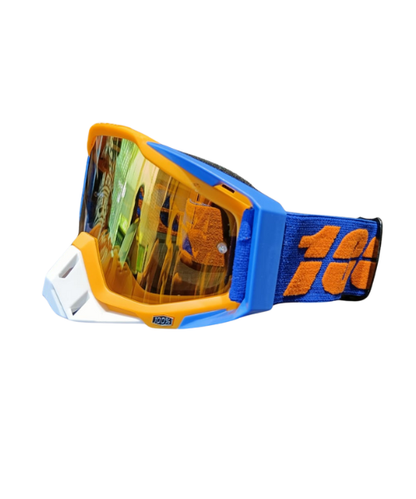 100% The Racecraft Mirror Orange Lens MX Goggle - Orange Blue White