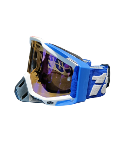 100% The Racecraft Mirror Blue Lens MX Goggle - Blue Black White