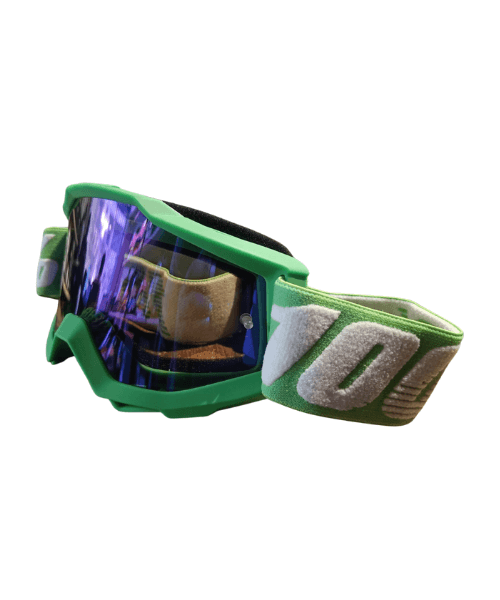 100% The Racecraft Mirror Blue Lens MX Goggle - Green