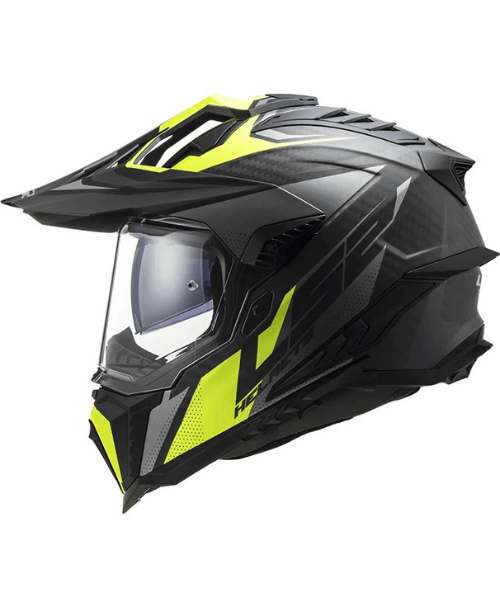 LS2 MX701 C Explorer Focus Carbon Helmet - Matt Titanium Hi-Viz Yellow