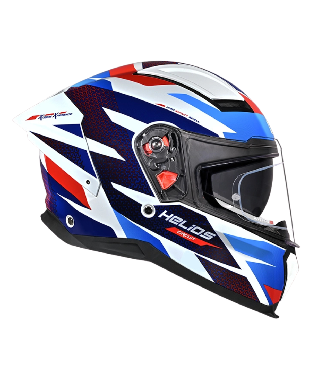 Studds Helios D2 Circuit Decor Graphics Helmet - Gloss White Blue N1 - Studds