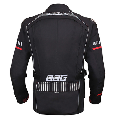 BBG Adventure Riding Jacket with Chest Guard and Rain Liner - Black