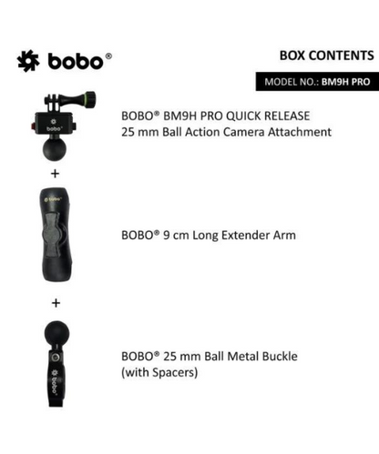 BOBO Quick Release Action Camera Mount - Black - BM9H PRO