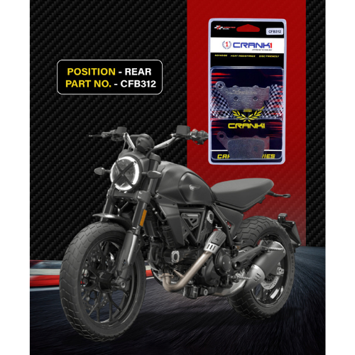 Crank1 Carbon Brake Pads for Ducati Scrambler 800 / Icon / Dark (2019-2023)