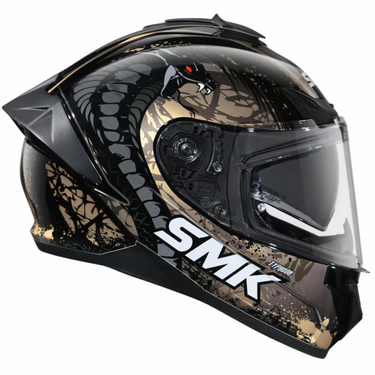 SMK Typhoon Reptile MA277 Matt Black Gold Helmet