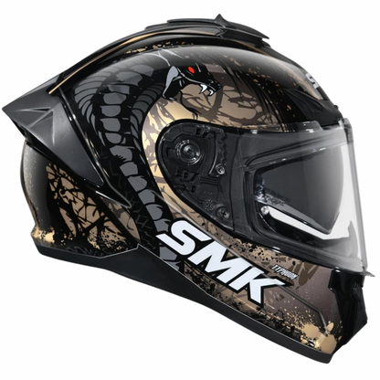 SMK Typhoon Reptile MA277 Matt Black Gold Helmet