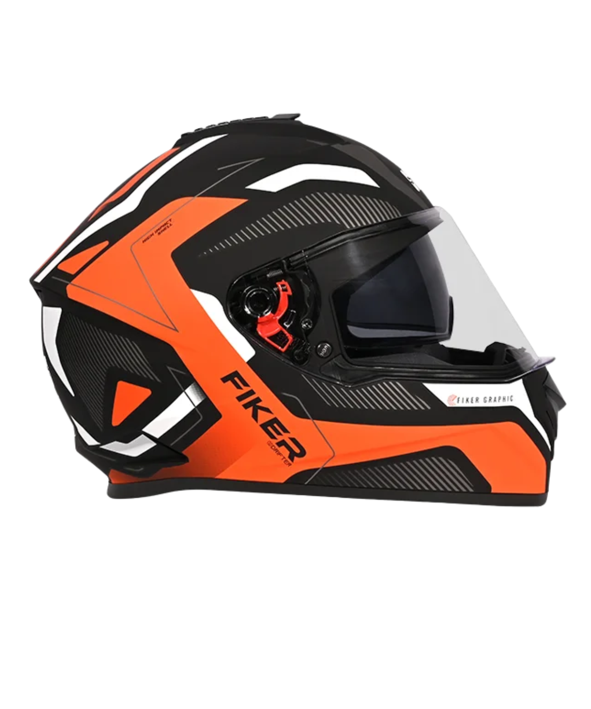 Studds Drifter D5 Fiker Decor Graphics Helmet - Matt Black Orange N10 - Studds