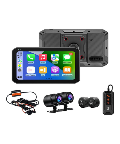 AR Moto Motorcycle GPS CarPlay Android Auto 6.2 inch Screen with Dual Dash Cam, TPMS, Remote & Blind Spot Detection