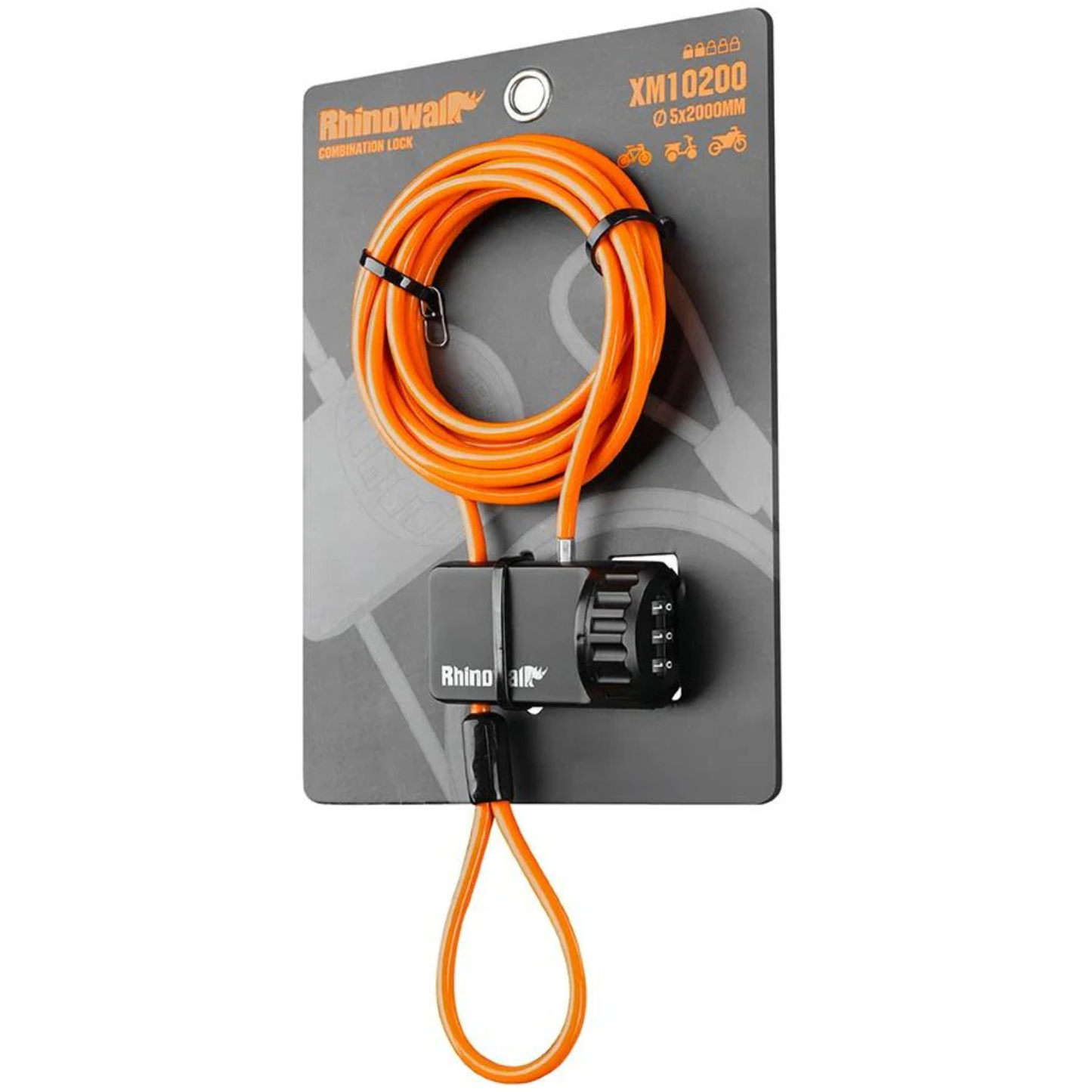 Rhinowalk 2 M Heavy Duty Bicycle Cable Lock - Orange - XM10200