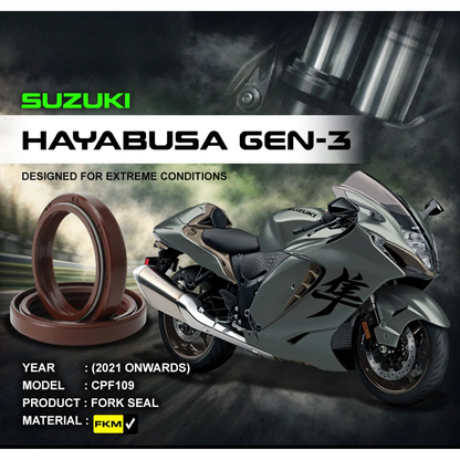 Crank1 Fork Oil Seal FKM for Suzuki Hayabusa Gen 3 (2021 Onwards)
