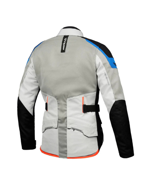 Ixon M-NJORD Riding Jacket - Light Grey Blue Neon Red