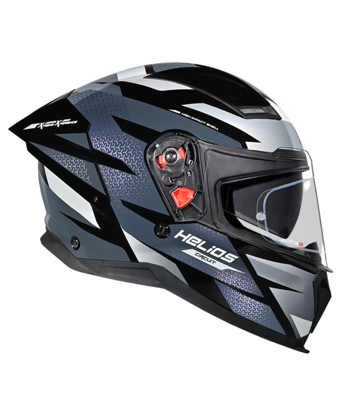 Studds Helios D2 Circuit Chameleon Decor Graphics Helmet - Gloss Black Grey N4 - Studds