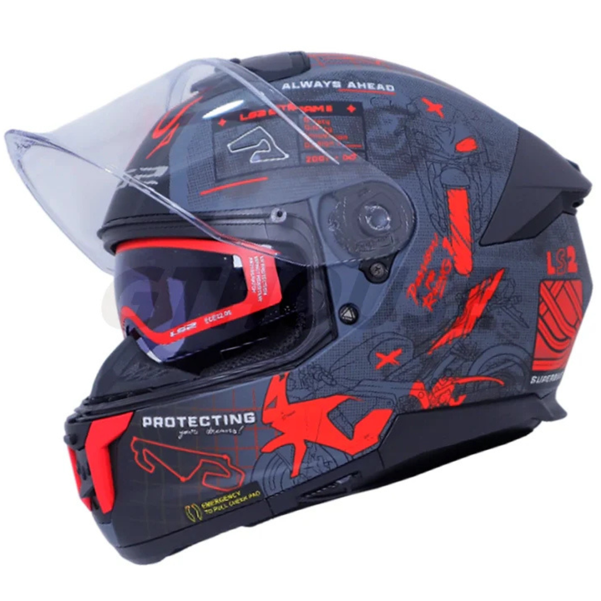 LS2 FF320 Stream II GP Full Face Helmet - Matt Grey Red - LS2