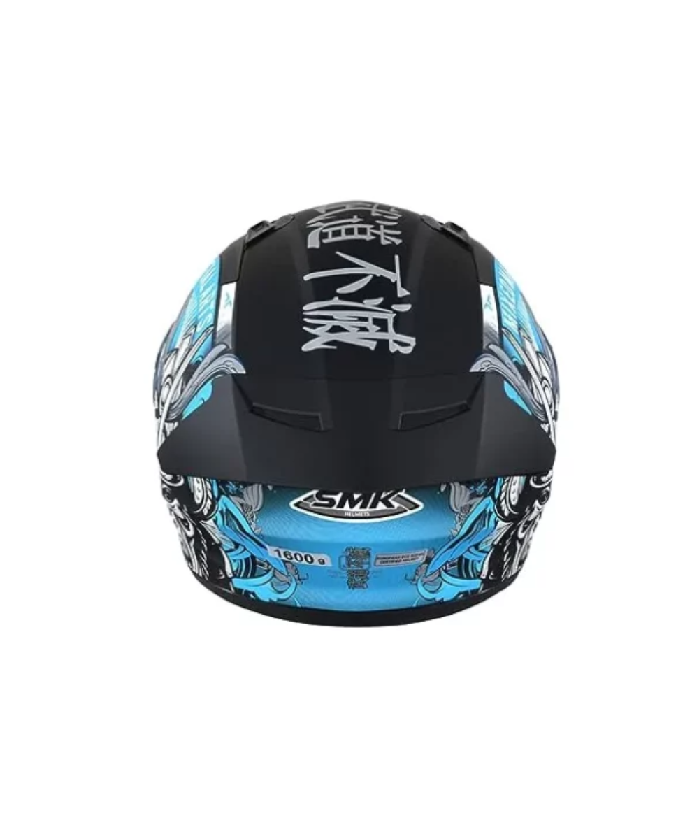 SMK Stellar Samurai Matt Black Grey Blue (MA265) Helmet - SMK