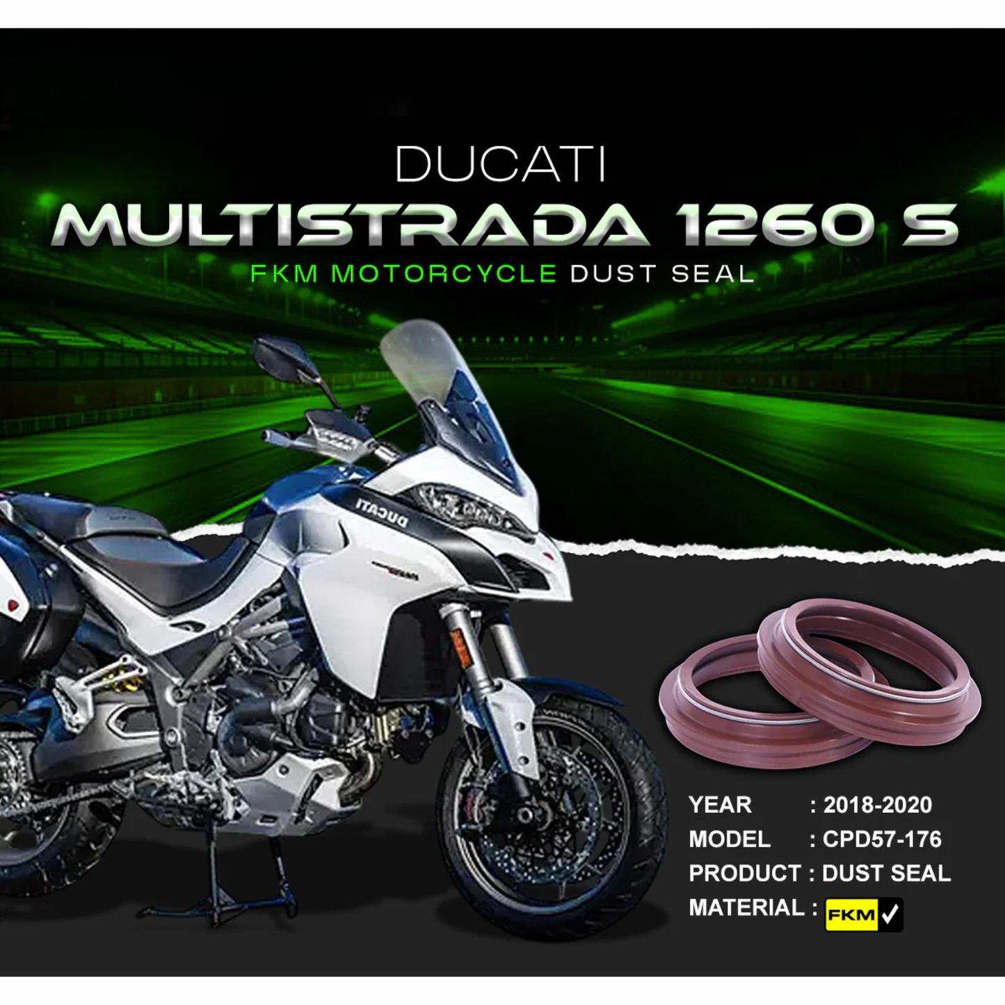 Crank1 Fork Dust Seal FKM for Ducati Multistrada 1260 S (2018-2020)
