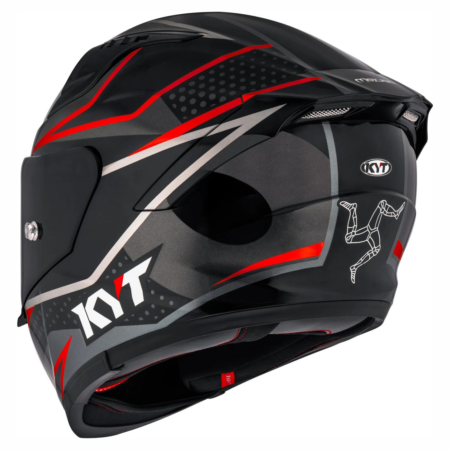 KYT Striker SV Davo Replica Helmet - Gloss Black Red Fluro