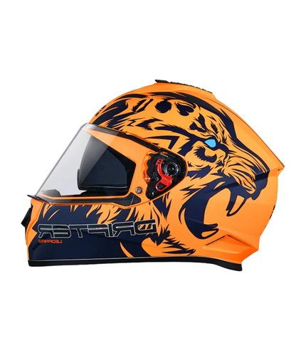 Studds Drifter D2 Leopard Decor Graphics Helmet - Matt Orange Blue N1