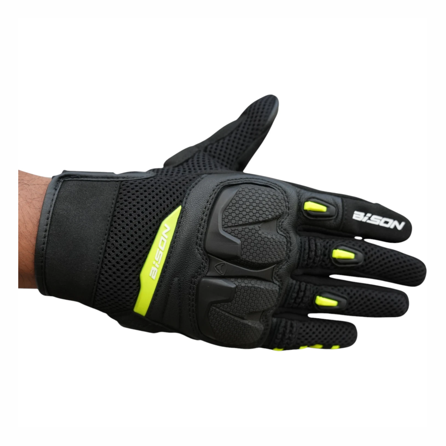 Bison ProGear Raptor Riding Gloves - Black Neon