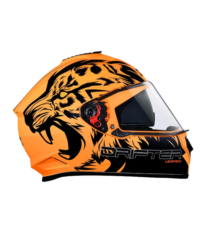 Studds Drifter D2 Leopard Decor Graphics Helmet - Matt Orange Black N9