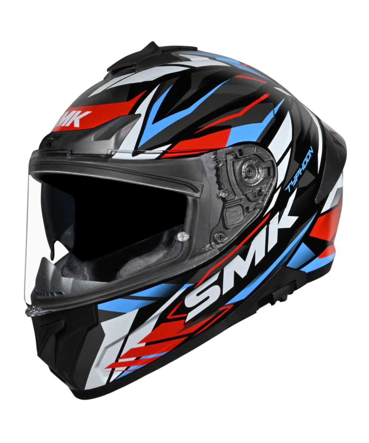 SMK Typhoon Rival GRPS GL213 Full Face Helmet - Gloss Black White Red - SMK