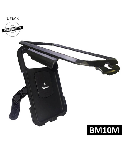 BOBO Fully Waterproof Bike / Cycle Phone Holder Motorcycle Mobile Mount - Black - BM10 - Long Rearview Mirror Attachment