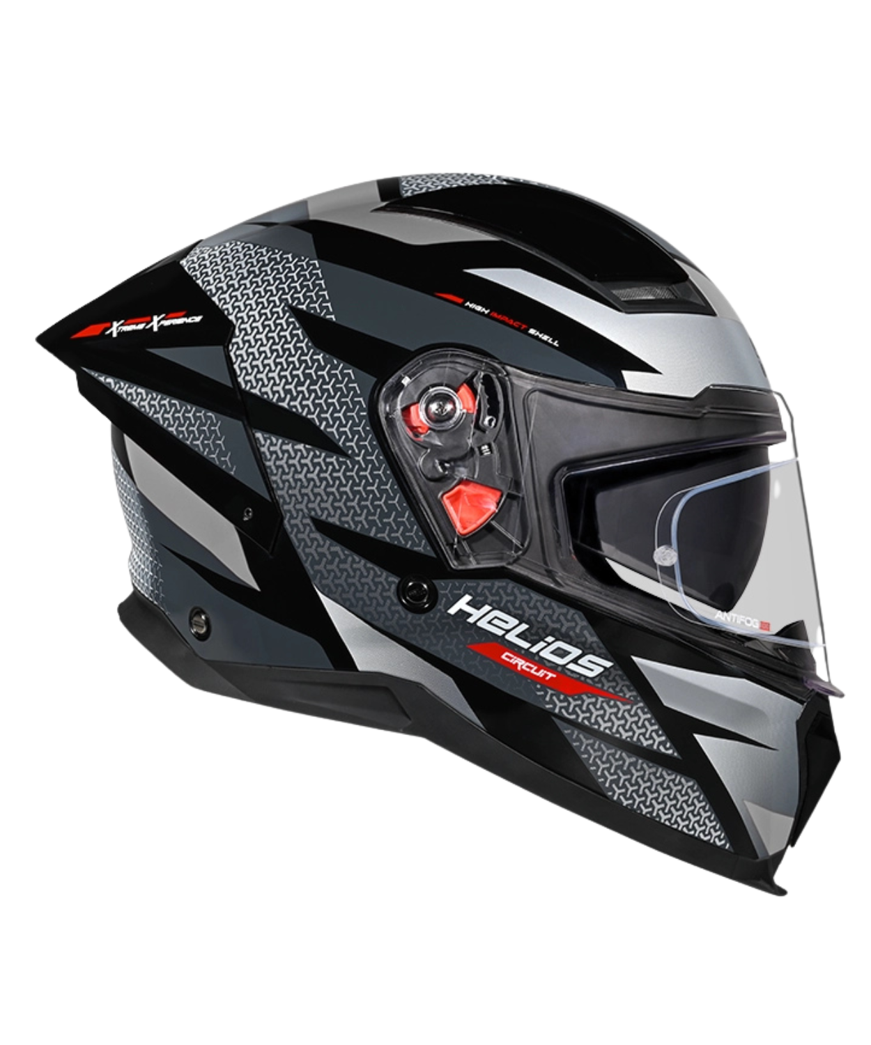 Studds Helios D2 Circuit Decor Graphics Helmet - Gloss Black Grey N4