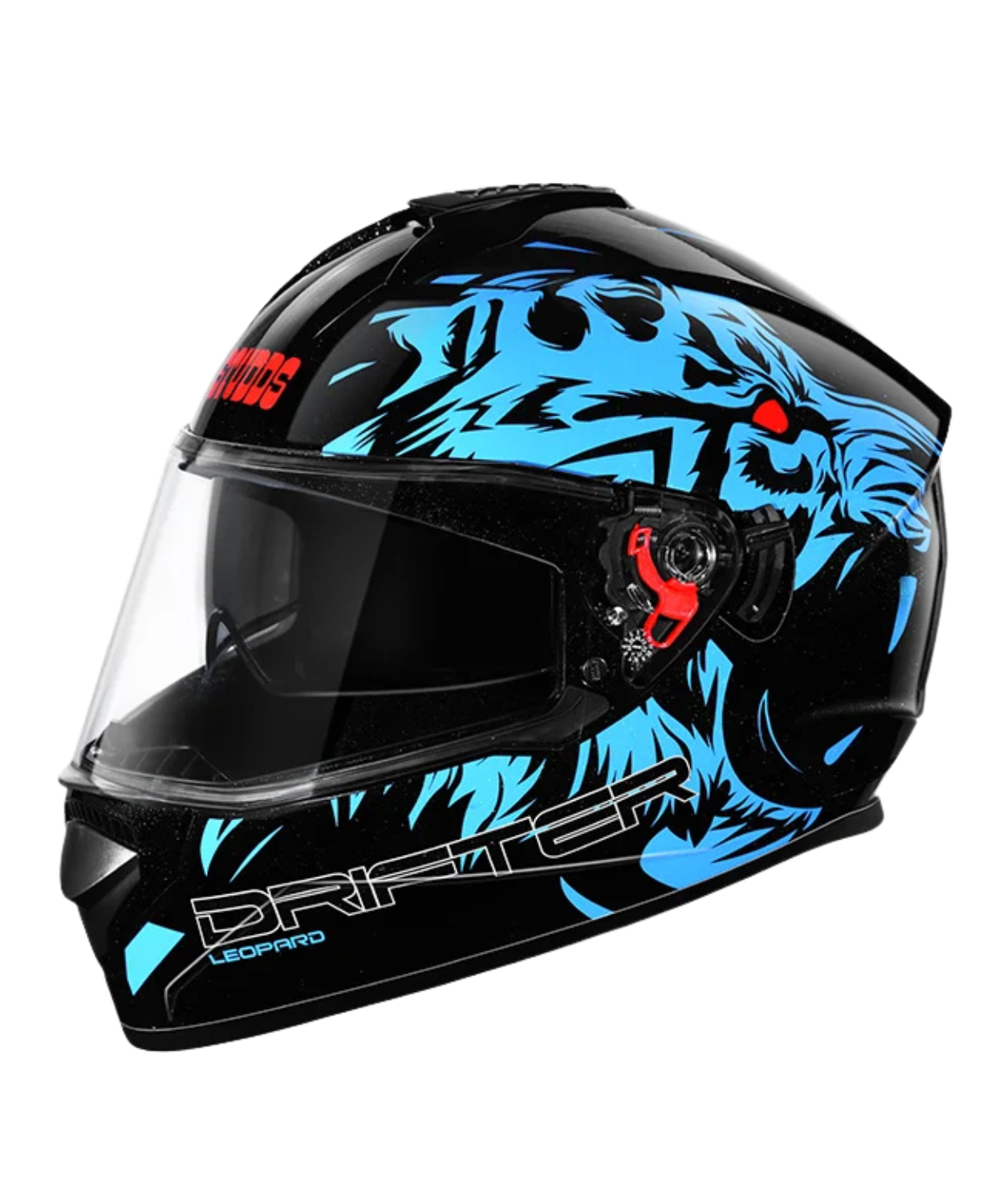 Studds Drifter D2 Leopard Decor Graphics Helmet - Gloss Black Blue N1