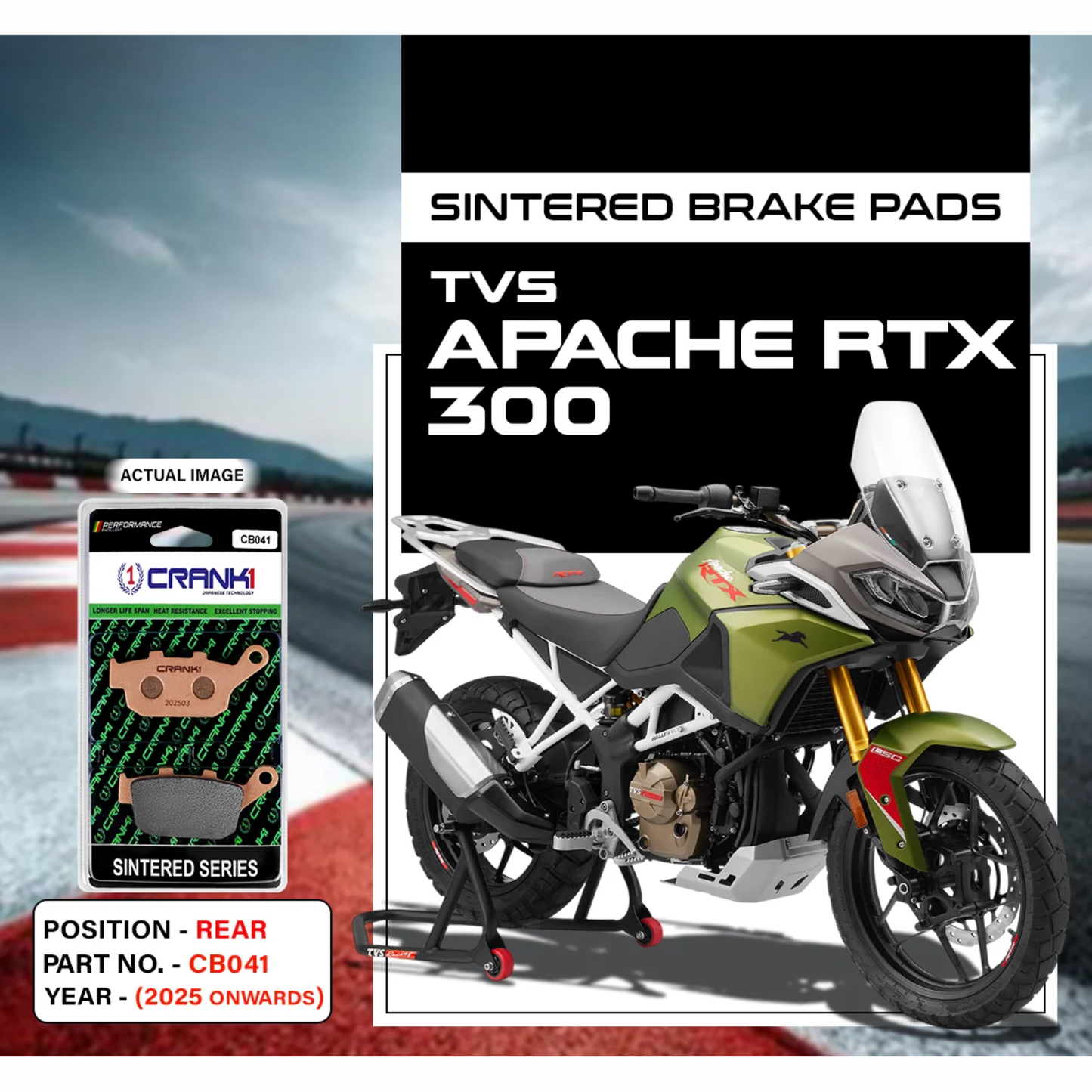 Crank1 Sintered Brake Pads for TVS Apache RTX 300 (2025 Onwards)