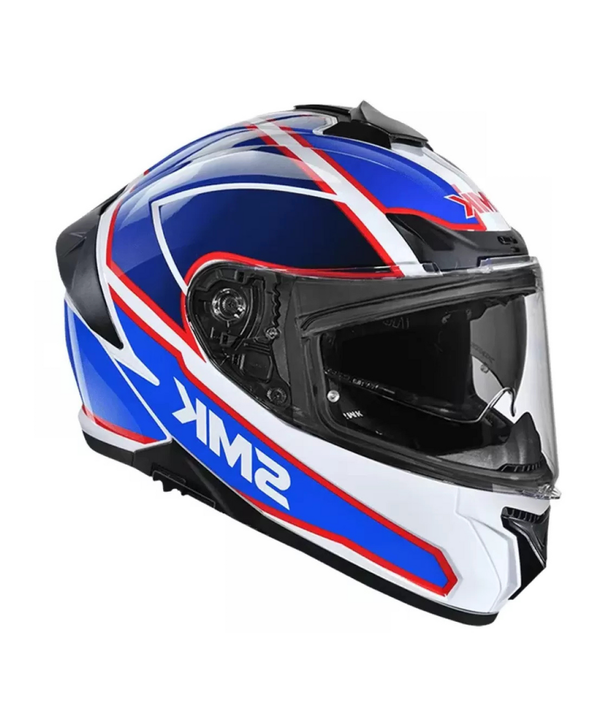 SMK Typhoon Aegis GRPS GL153 Full Face Helmet - Gloss White Blue Red - SMK
