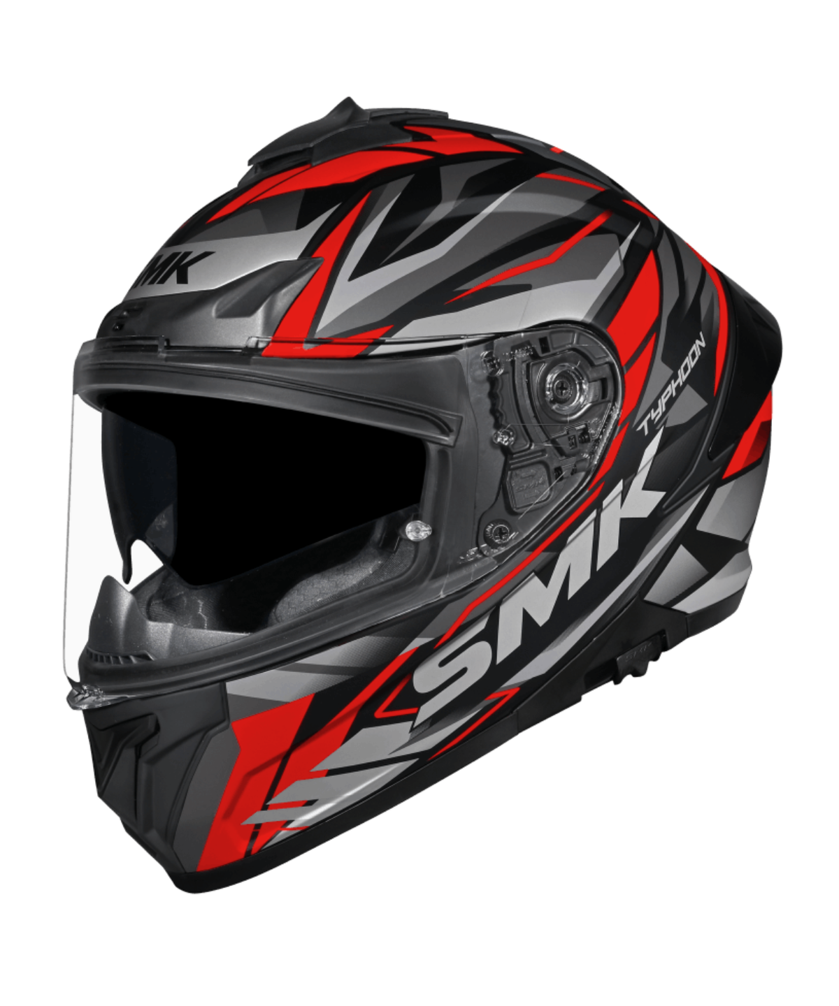 SMK Typhoon Rival GRPS GL263 Full Face Helmet - Gloss Black Grey Red - SMK