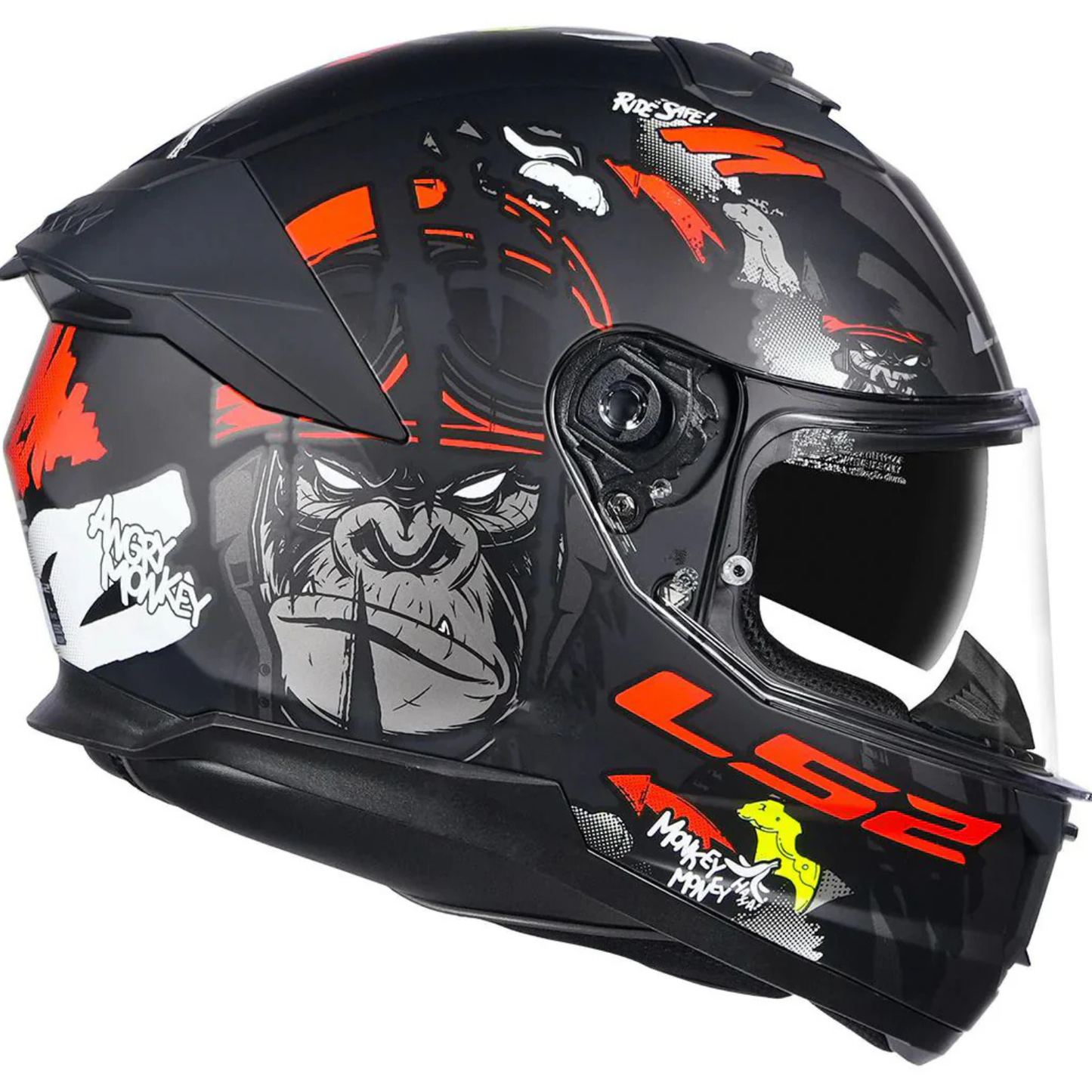 LS2 FF320 Stream II Angry Monkey Helmet - Matt Black Red