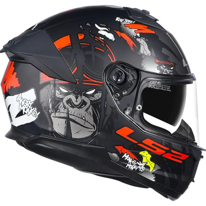 LS2 FF320 Stream II Angry Monkey Helmet - Matt Black Red