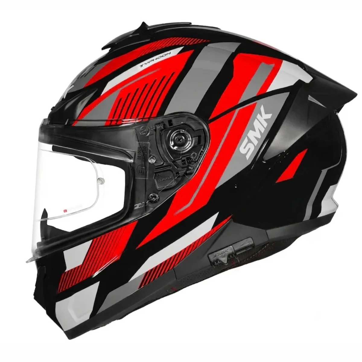 SMK Typhoon Sparko GRPS MA236 Ful Face Helmet - Matt Black Red Grey - SMK