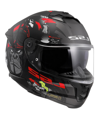 LS2 FF320 Stream II Angry Monkey Helmet - Matt Black Red
