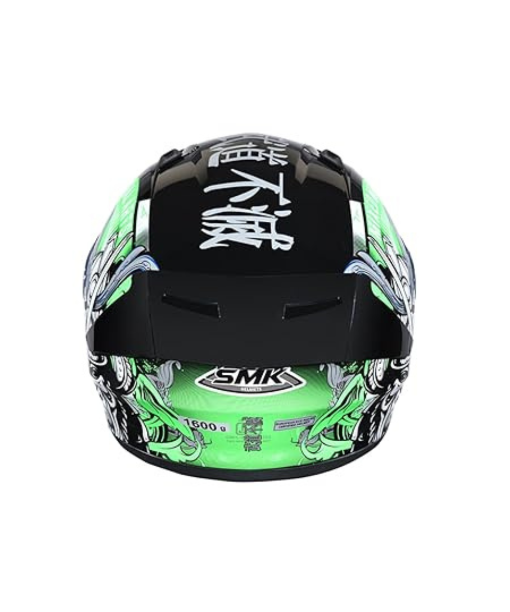 SMK Stellar Samurai MA268 Black Green Helmet - SMK