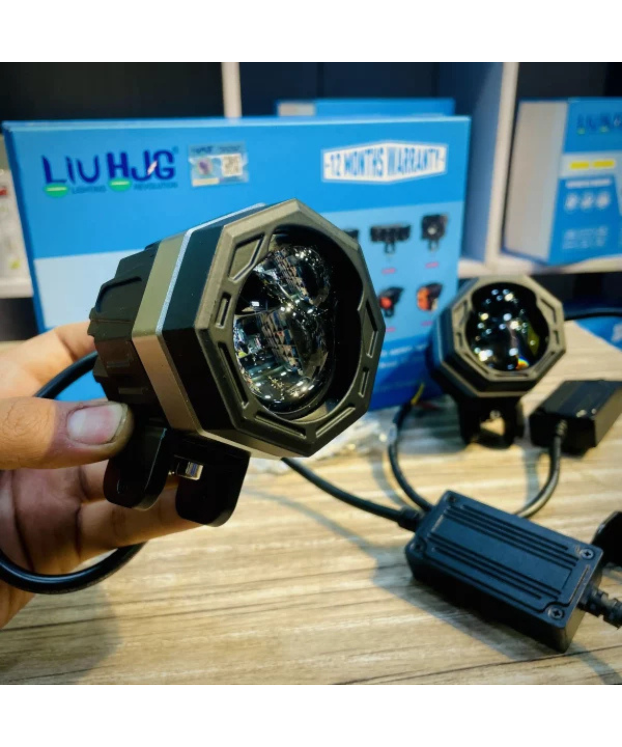 HJG 125 Dual Lens 120W White/Yellow Fog Light  (1 Year Warranty)