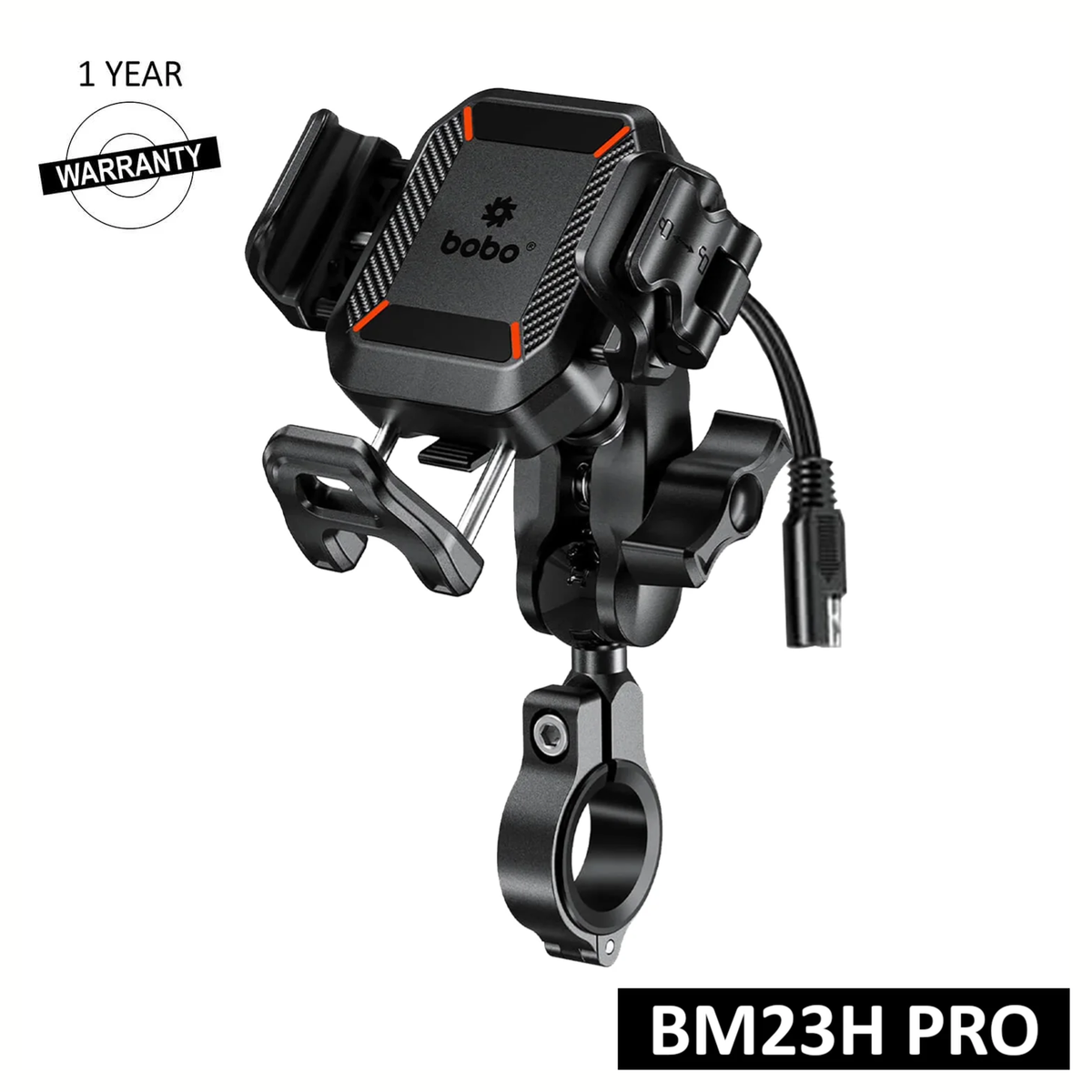 BOBO BM23H Pro Handlebar Mount Anti-Vibration and Anti-Theft with 15W Wireless / 36W USB-C Charger. - BOBO