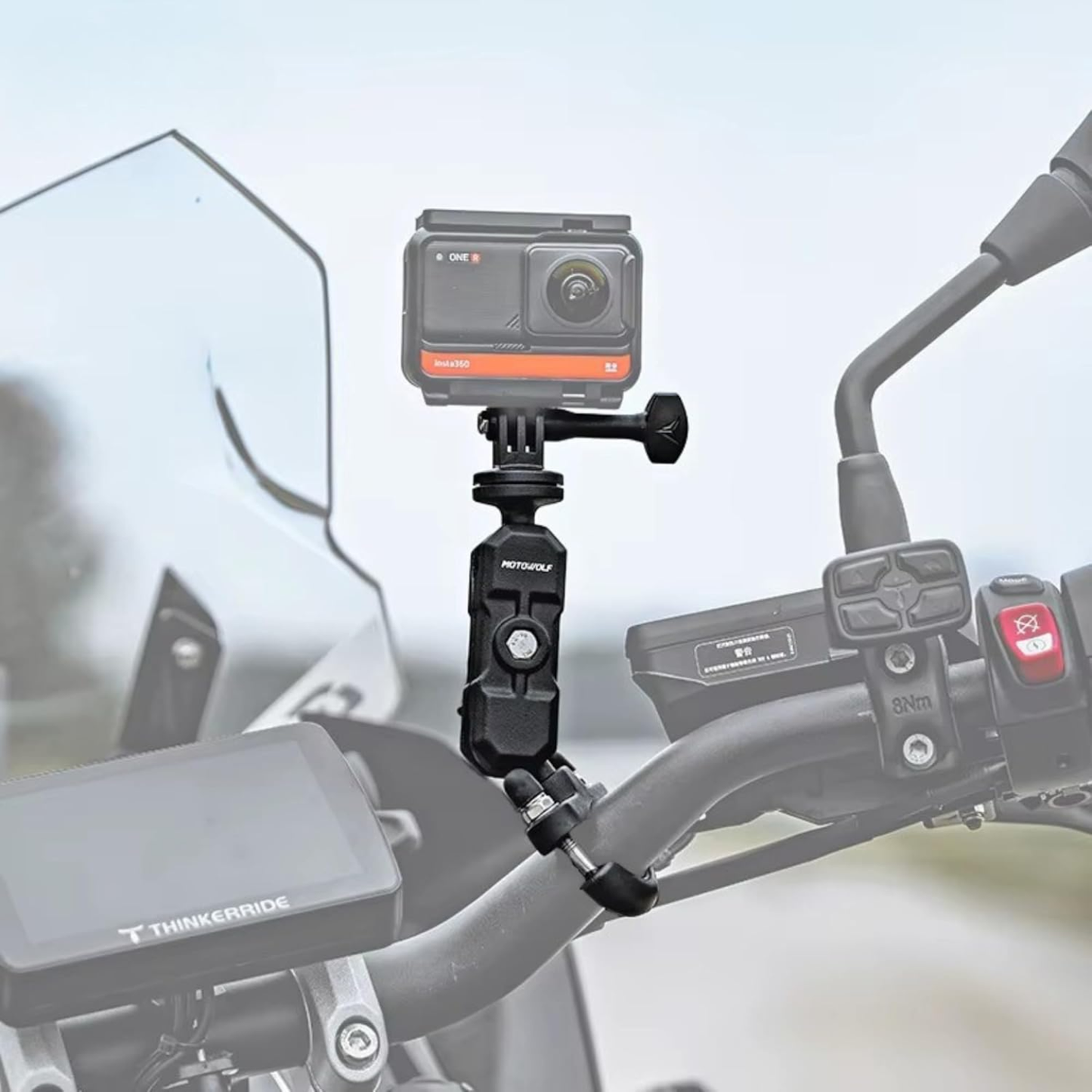 Motowolf Action Camera Handlebar Mount with 360° Dual Ball Head