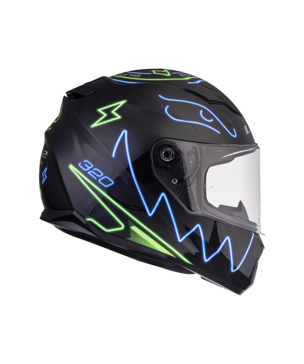 LS2 FF320 Stream Evo With Pinlock Helmet - Gloss Neon Black Fluo Green Blue - LS2