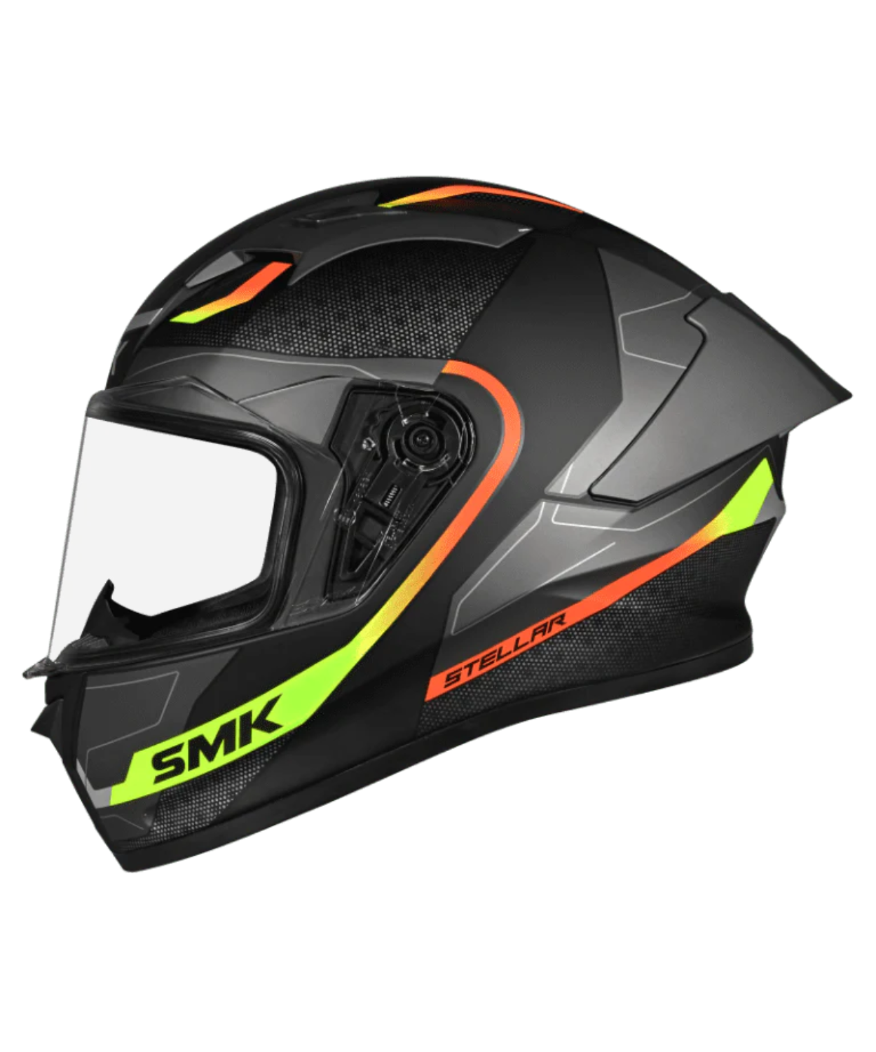 SMK Stellar Sports Flight GRPS GL264 Full Face Helmet - Gloss Black Grey Yellow