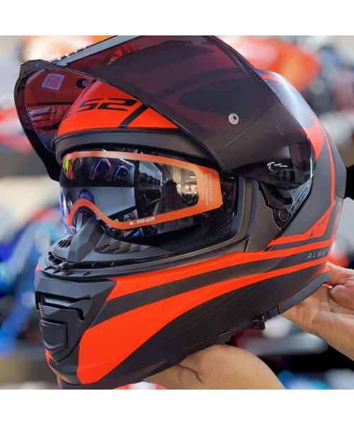 LS2 FF800 Storm II Dodger Helmet - Black Hi-Viz Orange