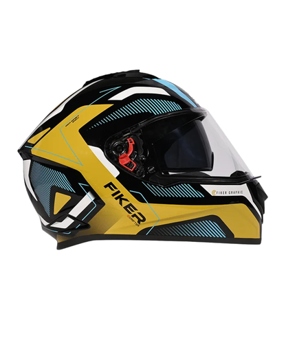 Studds Drifter D5 Fiker Decor Graphics Helmet - Gloss Black Golden N12