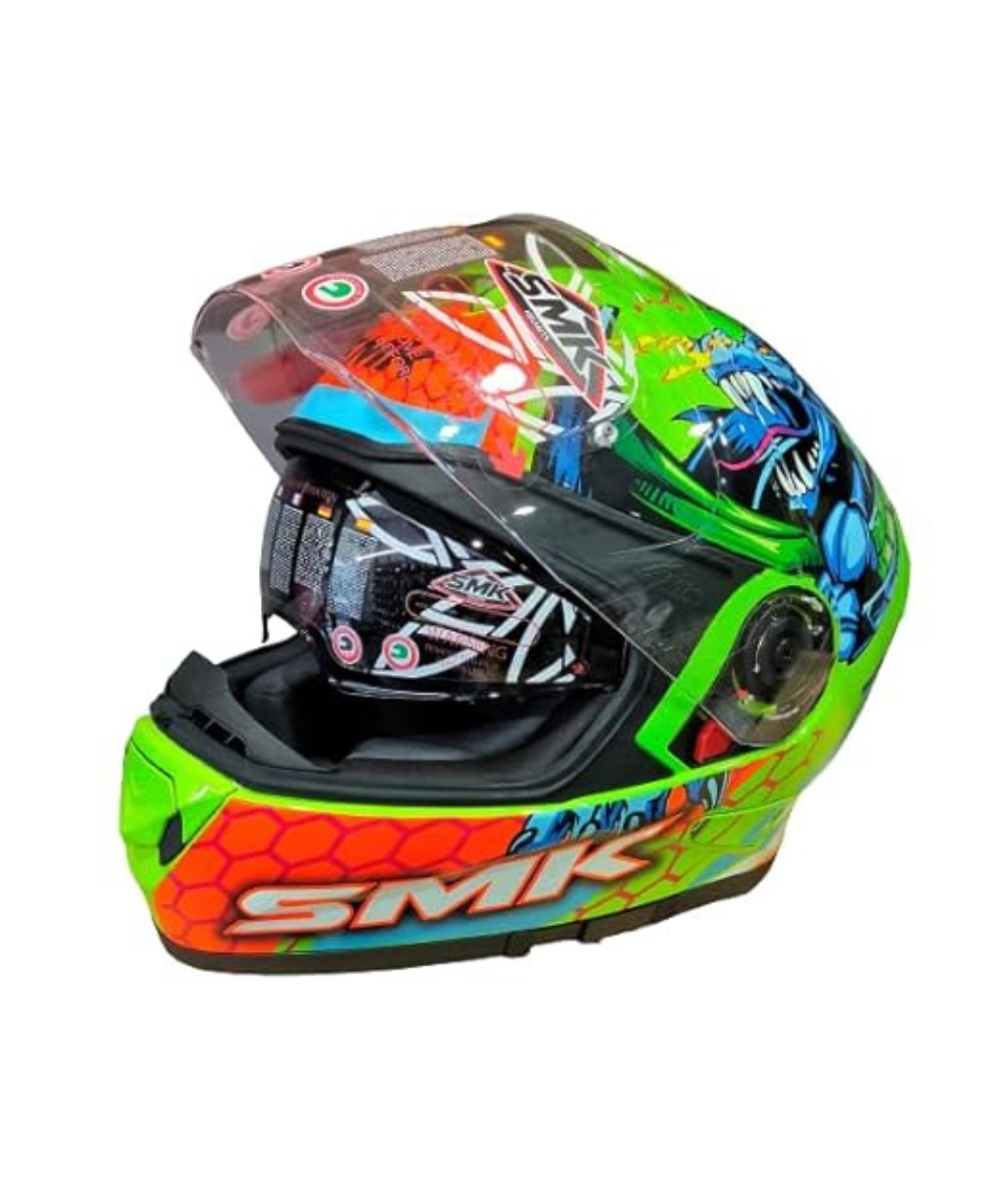 SMK Twister Dragon GL875 Orange Green Helmet - SMK