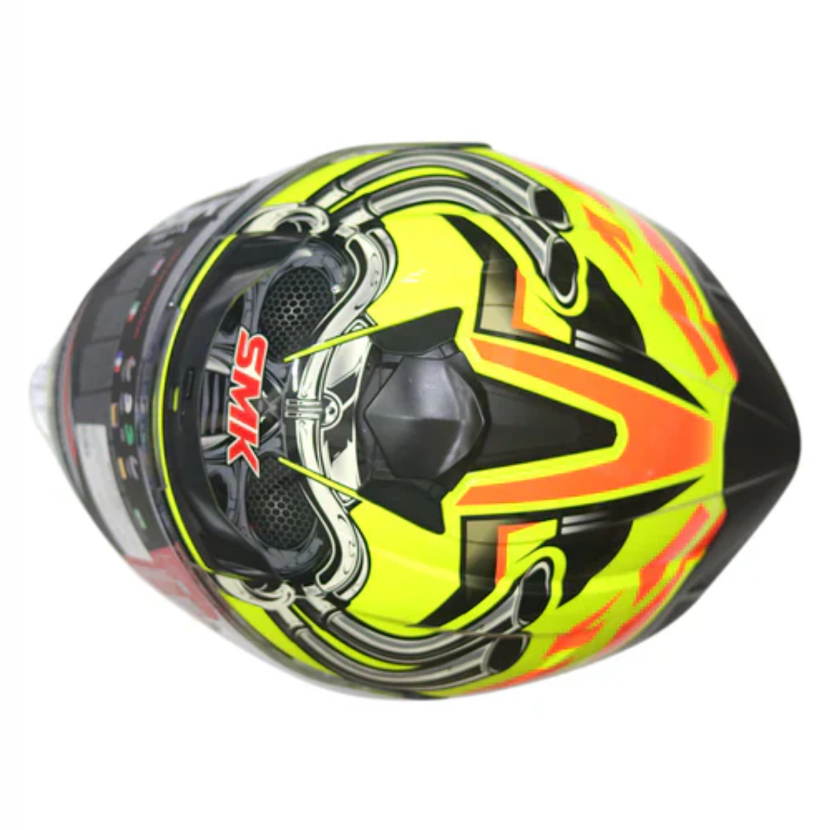 SMK Typhoon Motorhead MA476 Yellow White Helmet - SMK