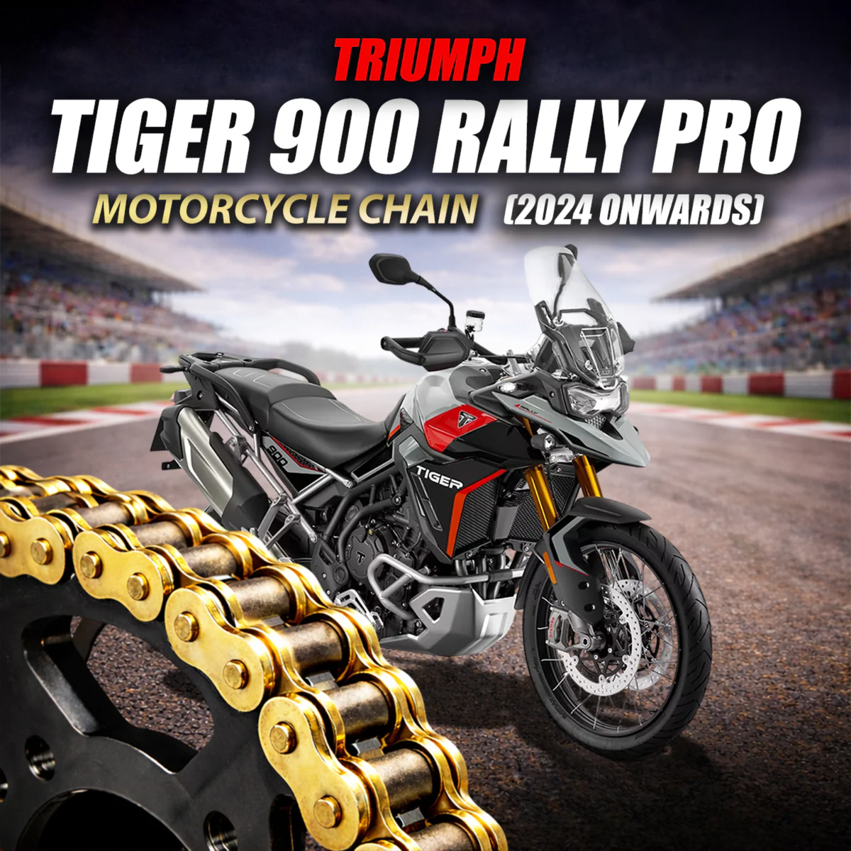 Crank1 Triumph Tiger 900 Rally Pro (2024 Onwards) 525 Pitch ZVM-X-122L Chain - Gold - Crank 1